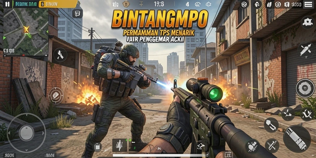 Screenshot BINTANGMPO menampilkan aksi menegangkan dalam gameplay TPS.