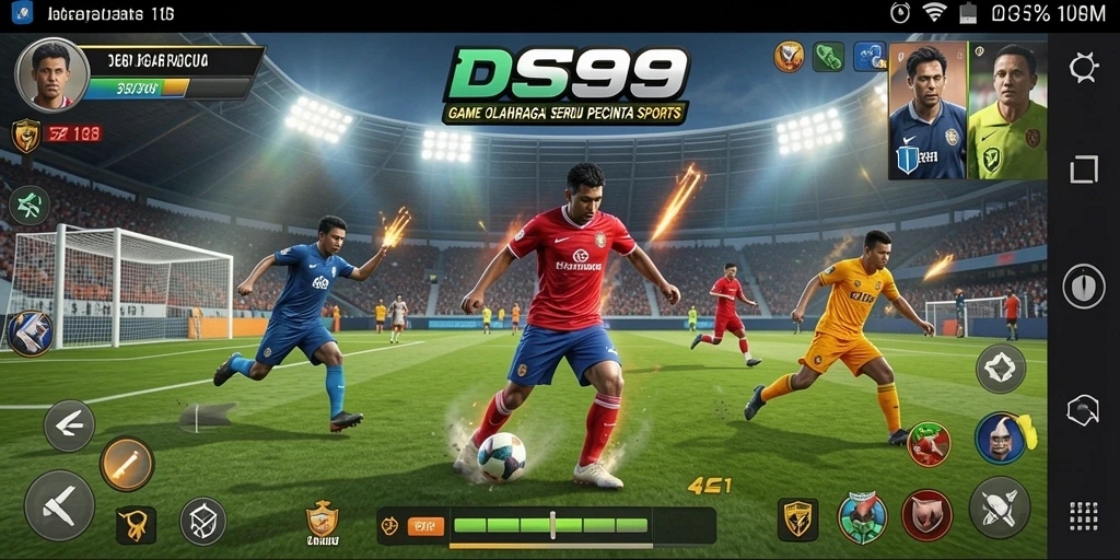 Screenshot menunjukkan gameplay menarik dalam DS99, menampilkan aksi olahraga yang seru.