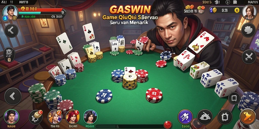 Screenshot menunjukkan antarmuka permainan QiuQiu yang menarik.