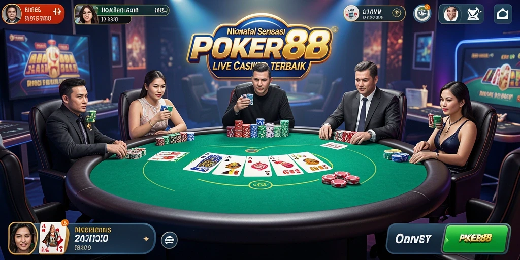 Tampilan menarik dari gameplay POKER88 dalam Live Casino.