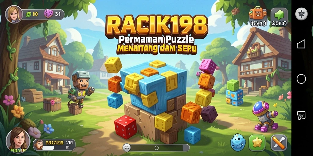 Tampilan gameplay puzzle yang menawan dalam RACIK198.