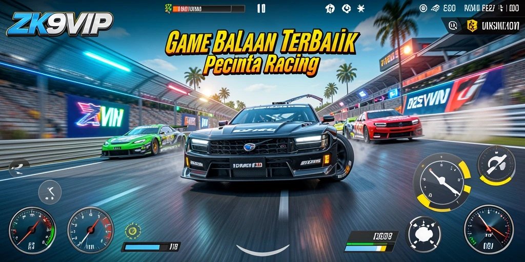 Screenshot ZK9VIP menampilkan aksi balapan yang seru dan mendebarkan.